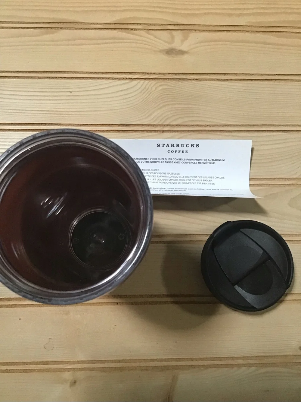 2008 Starbucks Metallic Copper Bronze Travel Tumbler with Black Lid NWT